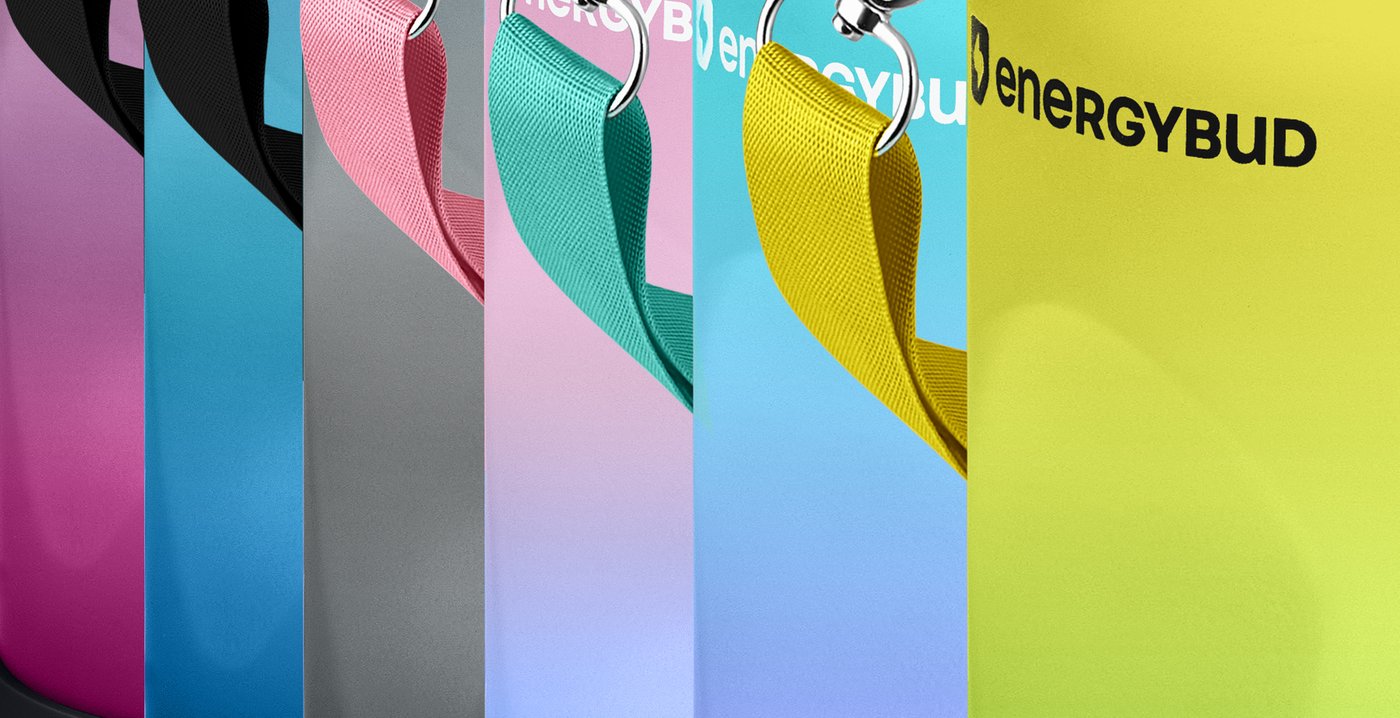 Every half gallon fade side by side: magenta, blue, graphite, violet, turquoise and lime